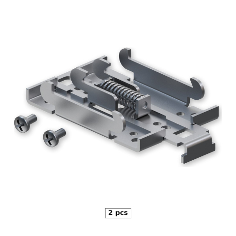 Periferice IT - Set 2 x kit de montaj pe sina DIN Teltonika DIN Rail Kit, sina 35 mm, otel, 2 suruburi incluse, pentru routere si gateway-uri Teltonika, PR5MEC00