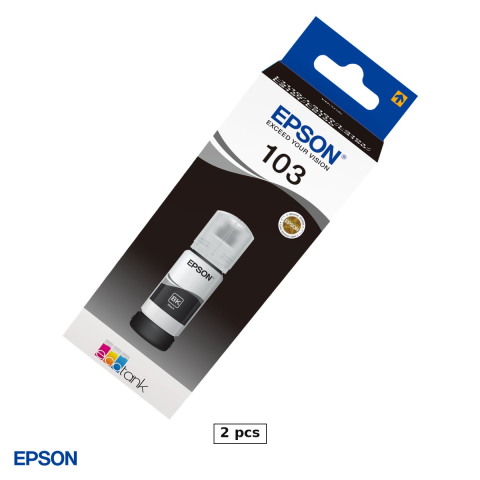 Cartuse inkjet - Set 2 x sticla de cerneala Epson 103 EcoTank, 65 ml, cerneala dye, randament 4.300-4.700 pagini, pentru imprimante EcoTank, negru, C13T00S14A