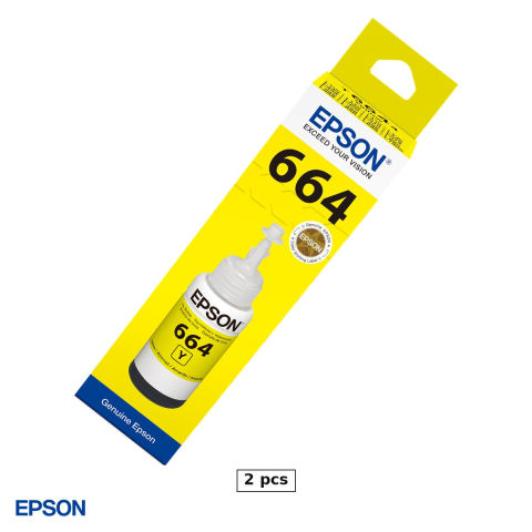 Cartuse inkjet - Set 2 x sticla de cerneala Epson T6644 EcoTank, 70 ml, randament 6.500-7.500 pagini, pentru imprimante EcoTank seria L, galben, C13T66444A
