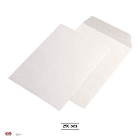 Plicuri - Set 250 plicuri C4 GPV, 229x324 mm, hartie alba 90 g/mp, autoadezive, deschidere pe latura mica, in cutie