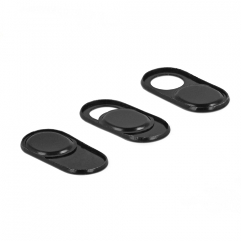 Cooler laptop - Set 3 bucati acoperitoare pentru Webcam cu glisare, Delock, pentru laptop, tablete, PC, Smartphone, din aluminiu, cu autocolant