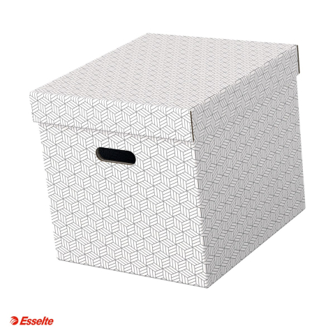 Cutii depozitare - Set 3 cutii depozitare Esselte Home Recycled, Cub, carton, pentru transport, alb
