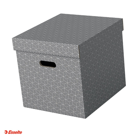 Cutii depozitare - Set 3 cutii depozitare Esselte Home Recycled, Cub, carton, pentru transport, gri