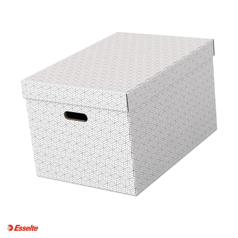 Cutii depozitare - Set 3 cutii depozitare Esselte Home Recycled, L, carton, pentru transport, alb