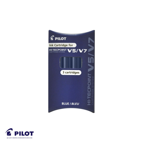 Birotica papetarie - Set 3 rezerve roller Pilot Hi-Tecpoint V5/V7, cerneala lichida albastra, compatibile rollere reincarcabile