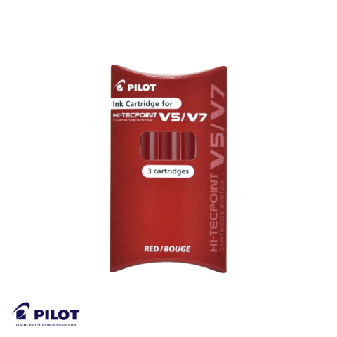 Birotica papetarie - Set 3 rezerve roller Pilot Hi-Tecpoint V5/V7, cerneala lichida rosie, reincarcare economica