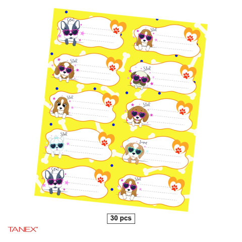 Birotica papetarie - Set 30 etichete scolare autoadezive TANEX Catei, TLS-747