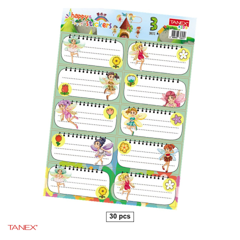 Birotica papetarie - Set 30 etichete scolare autoadezive TANEX Fairies, TLS-819
