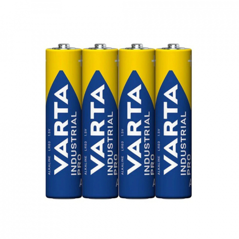 Baterii Alcaline LR03 - Set 4 baterii alcaline LR03, Varta Industrial Pro 35673, AAA, 1.5V, in folie