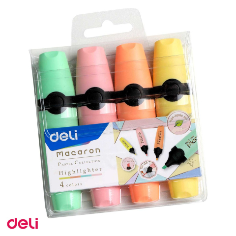 Instrumente de scris - Set 4 markere de 1-5mm, Deli, textmarker macarons, scris asortat