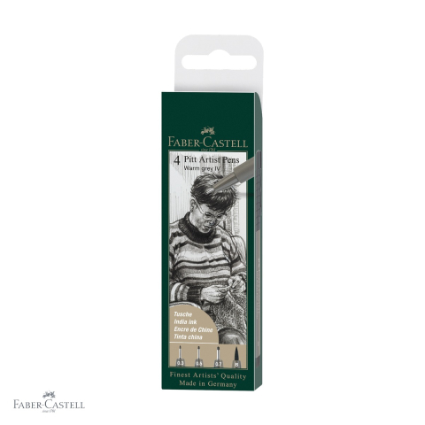 Markere si instrumente de desen artistic - Set 4 markere Pitt Artist Pen Faber-Castell, gri cald, varfuri multiple, pentru schite si ilustratii