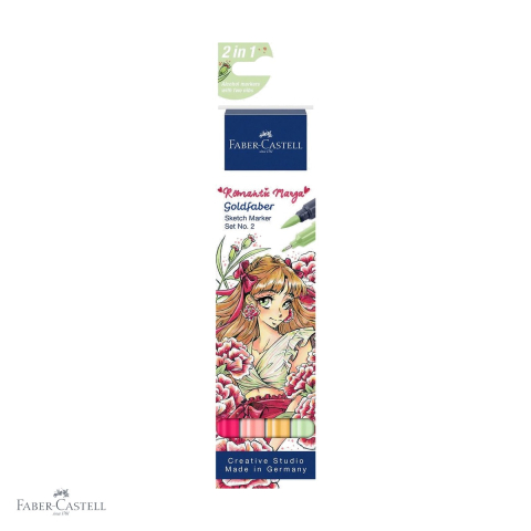 Markere - Set 4 sketch markere Faber-Castell Goldfaber Romantic Manga No.2, capat dublu, pentru ilustratii manga si benzi desenate