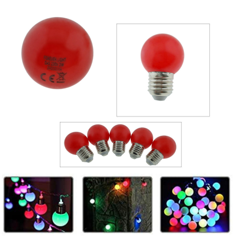 Set 5 becuri LED, E27 G45, Forever Light 86283, 2W, unghi larg de 360°, culoare rosie [3]