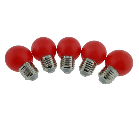 E27 lumina calda - Set 5 becuri LED, E27 G45, Forever Light 86283, 2W, unghi larg de 360°, culoare rosie