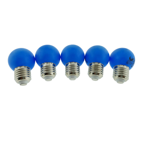 E27 lumina calda - Set 5 becuri LED, E27 G45, Forever Light 86285, 2W, unghi larg de 360°, albastre