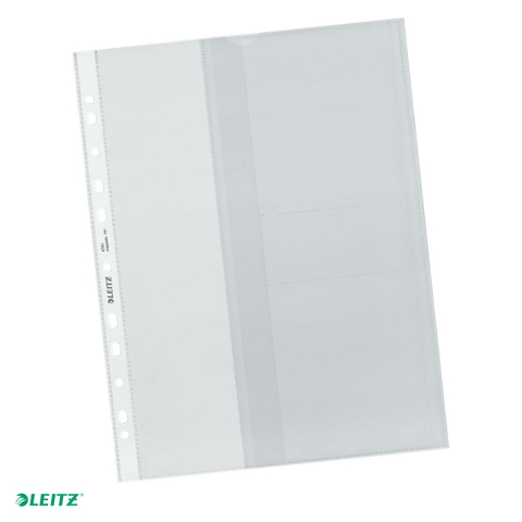 Folii de protectie - Set 5 folii de protectie Leitz, tip proiect, PP, A4, 130 microni, standard, pentru documente perforate, incolor