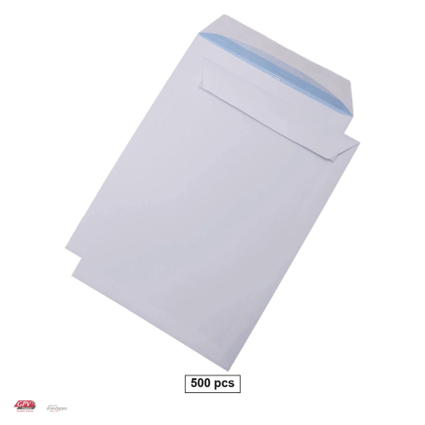 Plicuri - Set 500 plicuri B5 GPV, 190x260 mm, hartie alba 90 g/mp, cu banda siliconata, deschidere pe latura mica, in cutie