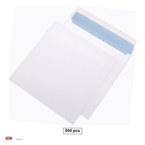 Plicuri - Set 500 plicuri pentru felicitari GPV, 160x160 mm, hartie alba 80 g/mp, cu banda siliconata, in cutie
