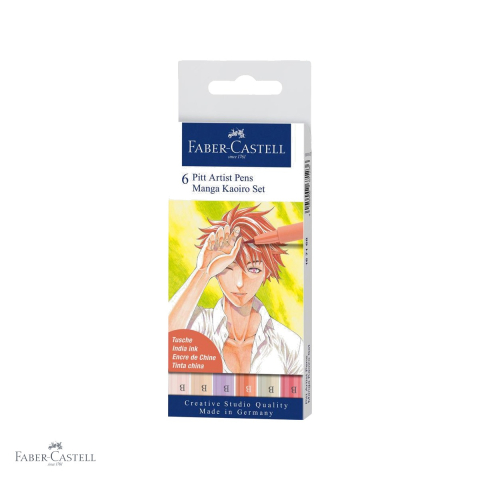 Markere - Set 6 liner-e Faber-Castell Pitt Artist Pen Manga Kaoiro, tus India pigmentat, pentru ilustratie si manga