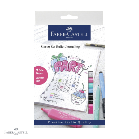 Markere - Set Bullet Journaling 9 piese Faber-Castell, markere Pitt Artist Pen cu pensula, pentru caligrafie si jurnal creativ