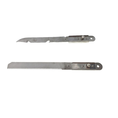 Set cazma, topor, cutit si fierastrau, cu coada metalica 340x30mm cu maner si husa cu prindere la centura [14]
