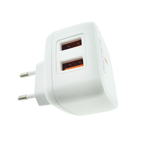 Set incarcator dual USB-A si cablu USB-C, 2.4A, Jellico C2 10146, Fast Charging, 100-240V, indicator LED, alb [1]