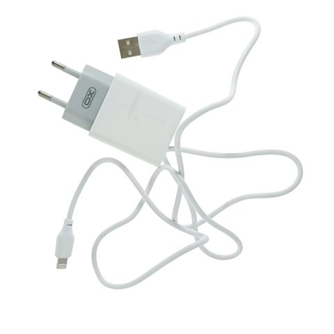 Set incarcator retea XO-L65 87134, cu cablu USB -lightning de 100 cm, 2 x USB, 2.4 A, alb [1]