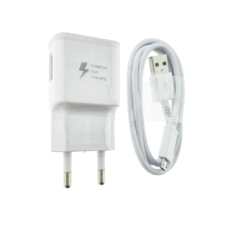 Incarcator priza retea - Set incarcator USB 2A, cu cablu microUSB 80 cm, Travel Adapter, Adaptive Fast Charging, alb, bulk