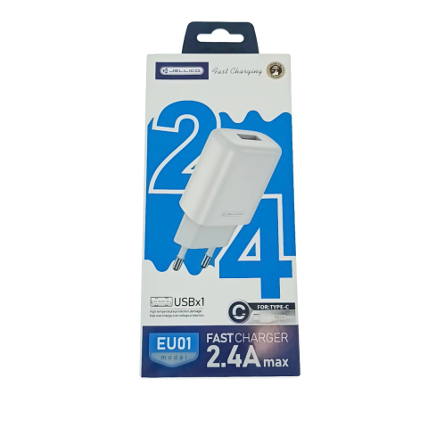 Set incarcator USB de retea, cu cablu USB-C lungime 1m, 5V, 2.4A, Jellico EU01 20294, alb [4]