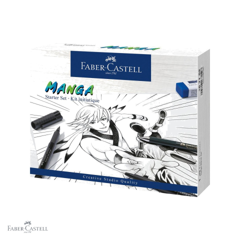 Markere - Set manga pentru incepatori Faber-Castell Pitt Artist Pen, cu linere, creion mecanic si manechin, pentru desen manga si ilustratie