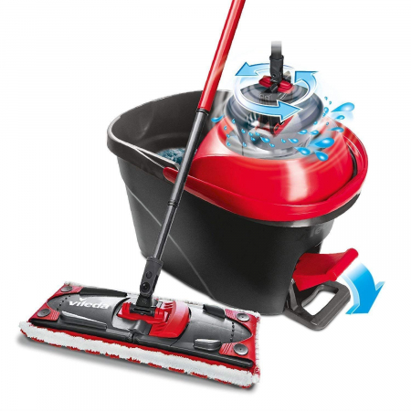 Galeti si set-uri cu mop - Set mop plat Vileda Ultramax Turbo XL 21221,cu storcator si galeata cu pedala