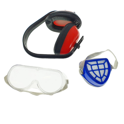 Set protectie - Set protectie fonica, vizuala si respiratorie, COM-11301, casca fonica, ochelari de protectie si masca anti-praf