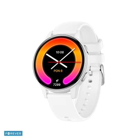 Smartwatch - Smartwatch Forever iGo Watch 4! JW-600, alb, IP67, plastic, silicon, incarcare 2 h, ecran 1,28 ", AMOLED, 416×416 px, sticla AGC, ecran tactil, 280 mAh, bluetooth v.5.3, curea 205 mm