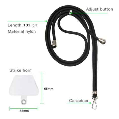 Snur universal de prindere telefon, Neck Strap 92823, lungime 133 cm, reglabil, cu carabina metalica, rosu [8]