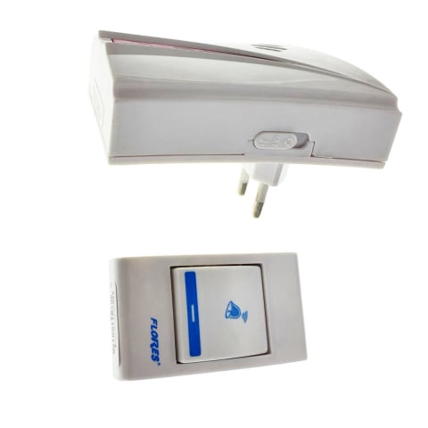 Sonerie cu buton Wireless conectare la priza, Flores FE-40795, receptor, 32 melodii, raza actiune 100 metri, sistem anti-interferenta, alba cu roz [2]