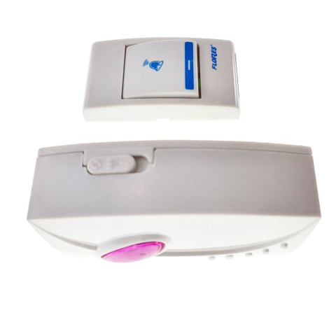 Sonerie cu buton Wireless cu baterii, Flores FE-40793, un receptor, 32 melodii, raza actiune 100 metri, sistem anti-interferenta, alba cu roz [1]