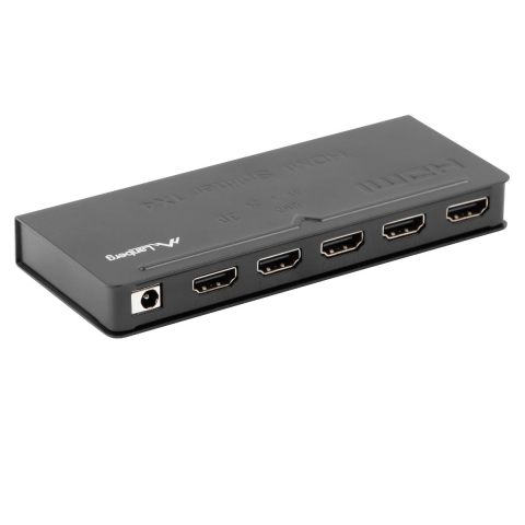 Adaptoare HDMI - Splitter video Lanberg 42431, o intrare HDMI si 4 porturi de iesire HDMI 4K, 3D, alimentare DC jack 110-250V 1A, negru