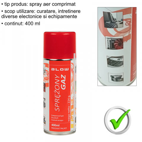 Spray aer comprimat, 400ml, Blow 06130, pentru curatare si intretinere [3]