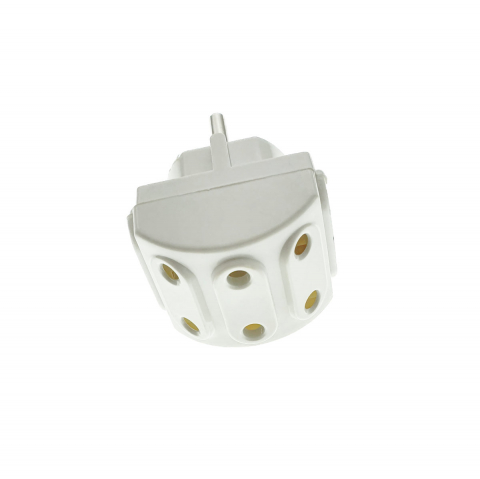 Stecher cu 5 prize, FE-40087, fara impamantare, 6A 220V, alb [1]