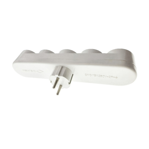 Stecher cu 5 prize tip schuko cu impamantare, 16A 250V, alb [1]