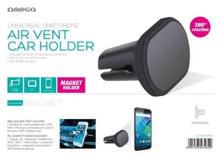 Suport auto pentru smartphone , Omega , cu magnet , prindere pe grila de ventilatie [43482] [2]