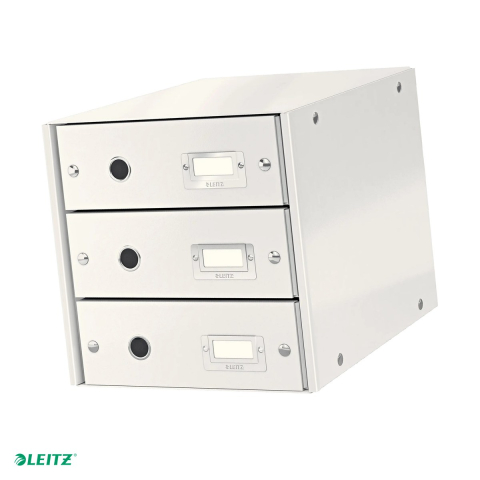 Organizare si arhivare - Suport cu sertare Leitz Click & Store WOW (3 sertare), alb