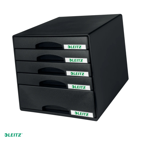 Birotica papetarie - Suport cu sertare Leitz Plus, pentru arhivare, negru