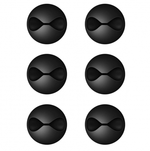 Suport birou - Set 6 cleme adezive pentru organizare cabluri, Esperanza 90834, diametru 28mm, negre
