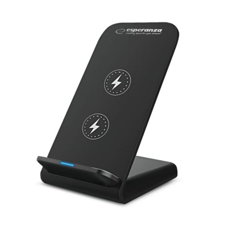 Suport birou - Suport smartphone cu incarcare wireless, Esperanza 95871, 15W, USB-C, indicator LED, negru