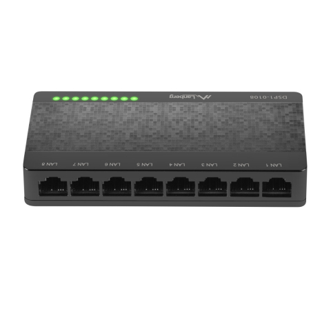 Switch Lanberg 41568, cu 8 porturi Fast Ethernet RJ-45 10/100 Mbps, 5V, racire pasiva, negru [2]
