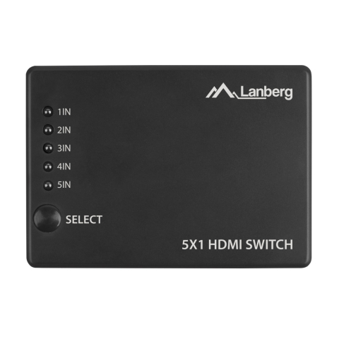 Switch video Lanberg 42434, comutator cu 5 intrari HDMI si un port de iesire HDMI 4K, 3D, telecomanda, alimentare microUSB 5V 1A, negru [1]