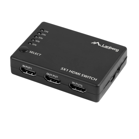 Switch video Lanberg 42434, comutator cu 5 intrari HDMI si un port de iesire HDMI 4K, 3D, telecomanda, alimentare microUSB 5V 1A, negru [9]