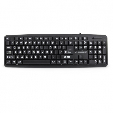 Tastatura cu fir si conectare USB , Esperanza Florida, cu litere si simboluri mari, 104 taste, neagra [4]