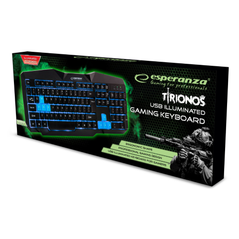 Tastatura Gaming USB, Esperanza Tirionos, iluminata LED albastru, 104 taste, neagra [1]